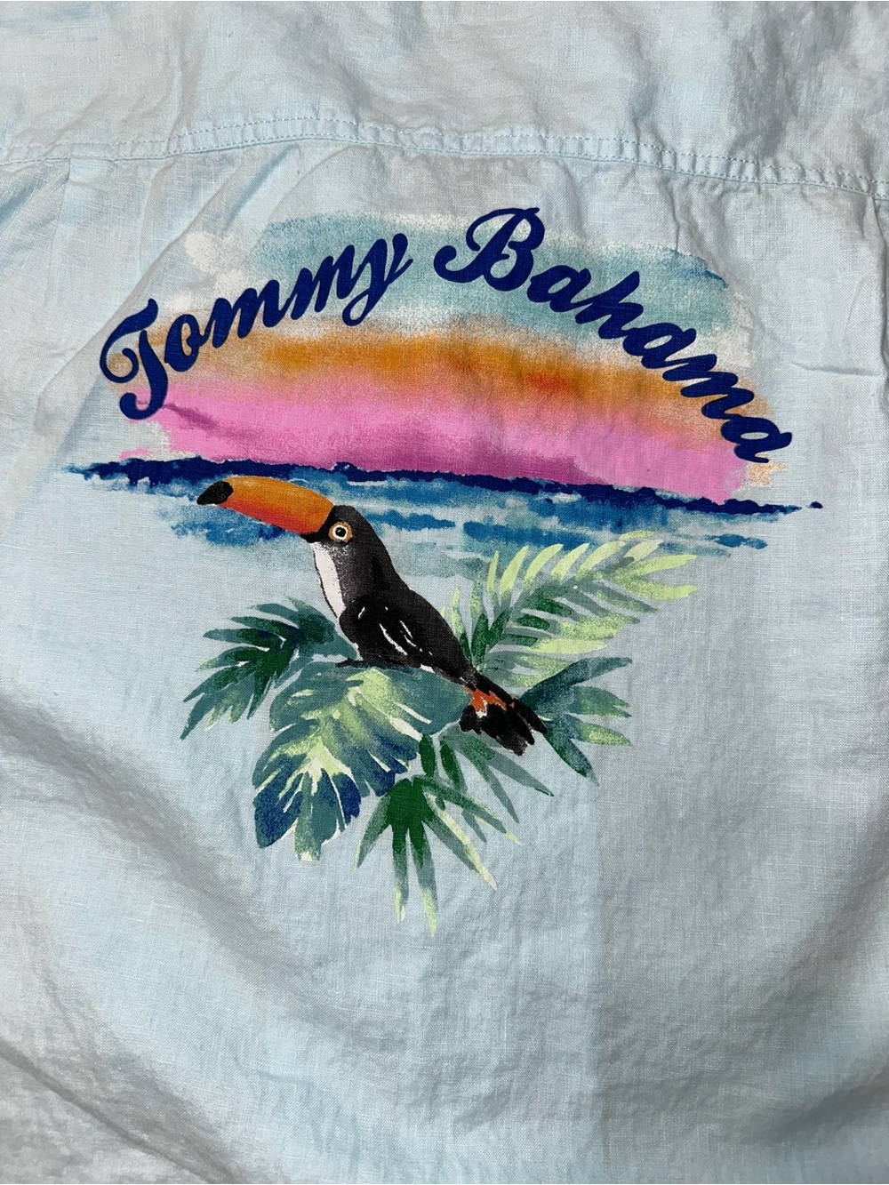 Tommy Bahama linen shirt men’s large light green button up short sleeve